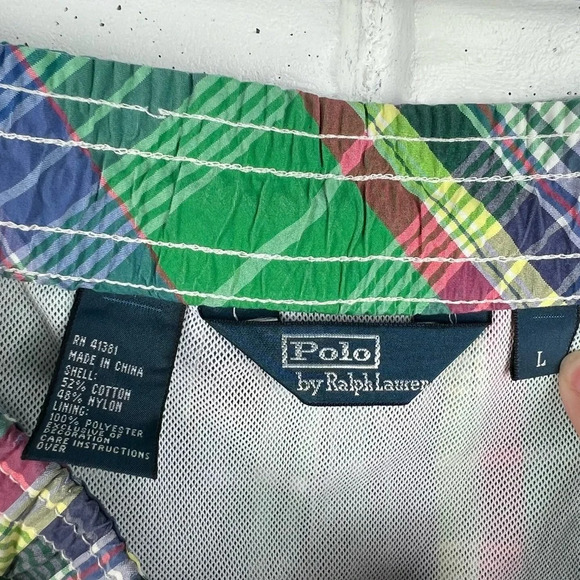 POLO RALPH LAUREN VINTAGE Swimwear Plaid Men’s Trunks Large - Picture 4 of 8